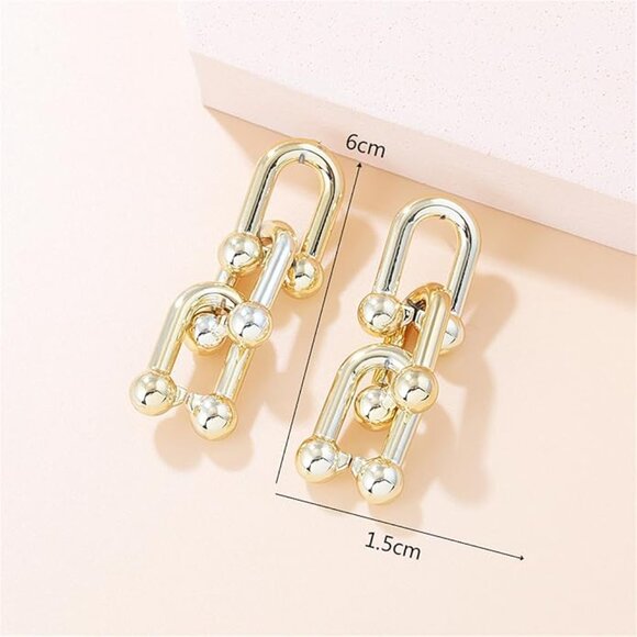 Buckle Splicing Earrings - Picture 3 of 3